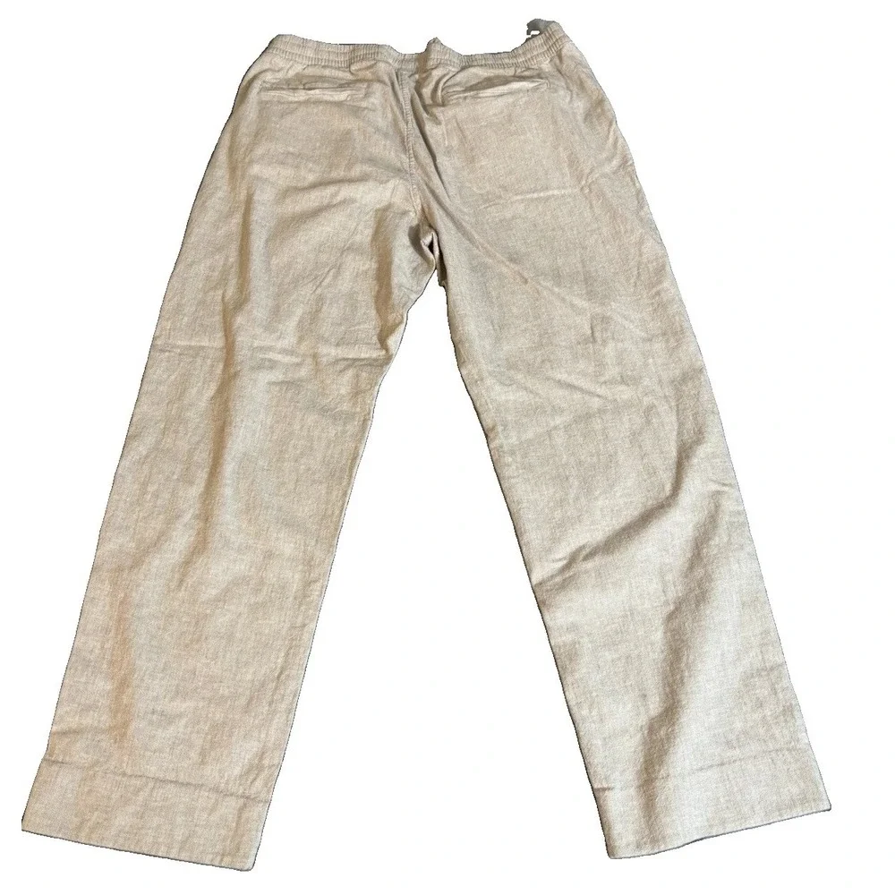Abercrombie & Fitch Mens Linen Blend Loose Straight Pull On Pant XL Light Beige
